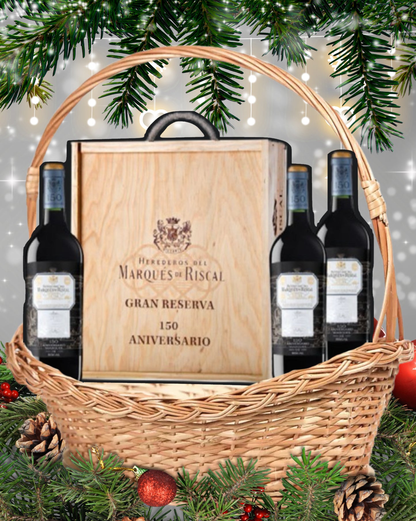 LOTE 51 – Marqués de Riscal 150 Aniversario (3 Botellas 0,75 L en caja de madera)