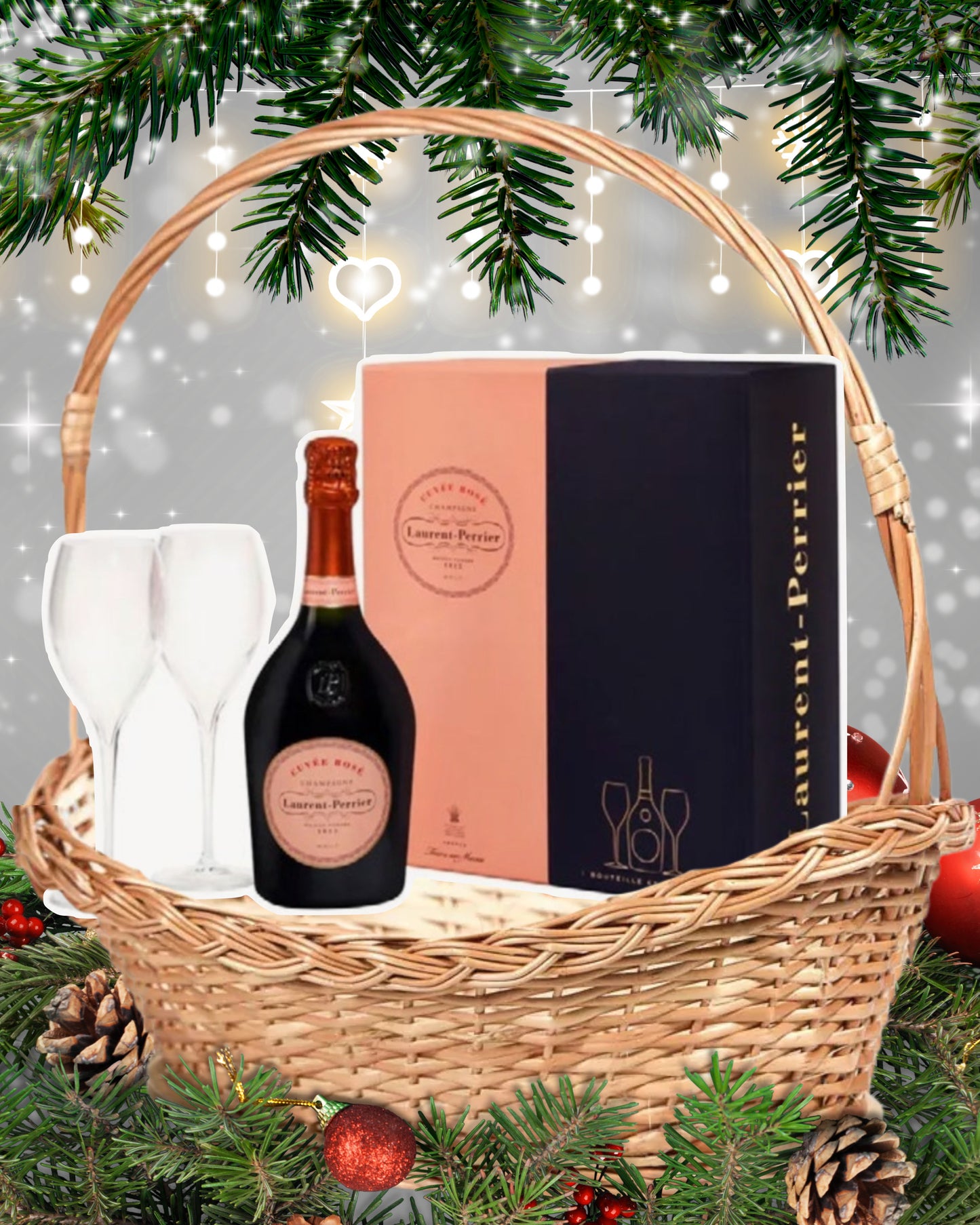 LOTE 31 – Laurent-Perrier Cuvée Rosé Coffret + Dos Copas