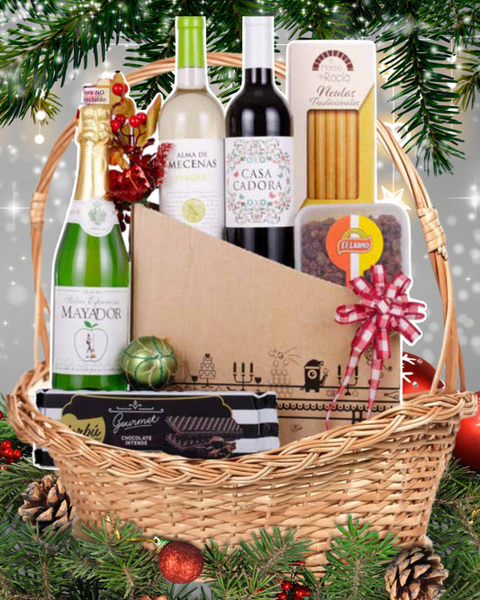 LOTE 61 – Caja Gourmet 3 Botellas + Dulces Navideños