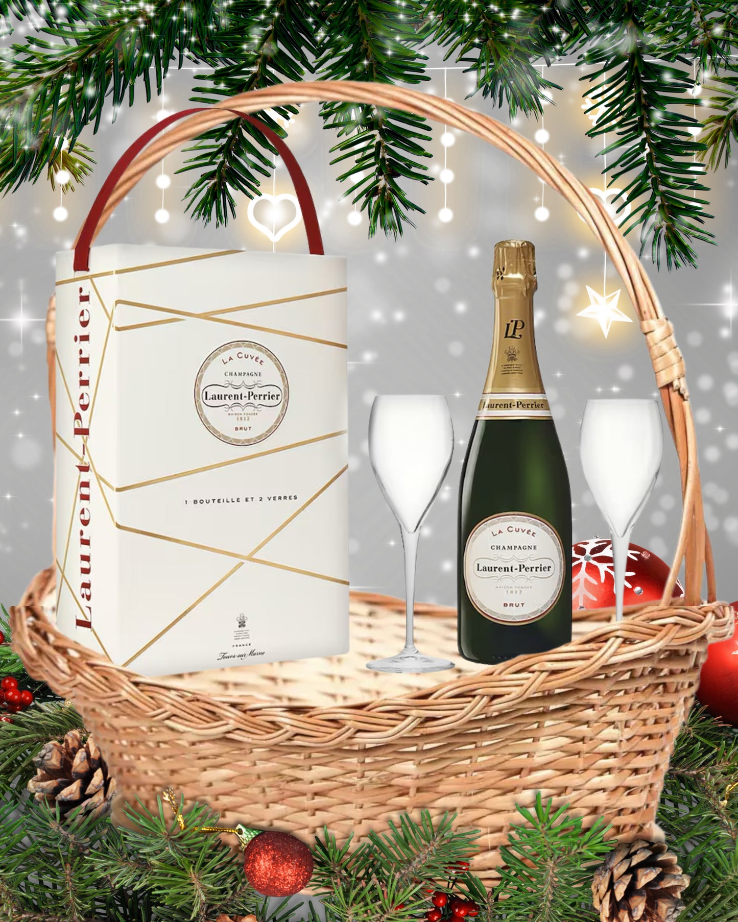 LOTE 38 – Laurent-Perrier La Cuvée + 2 Copas (0,75 L Estuchado)