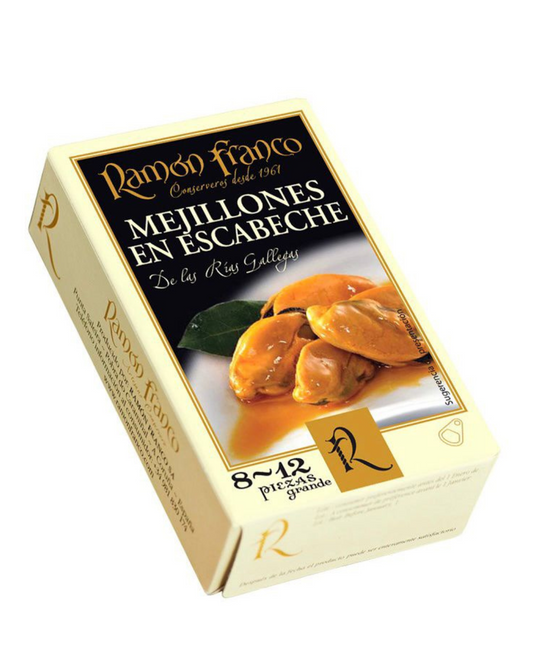 Mejillones Ramón Franco 8/12 – Extra grandes, en escabeche gourmet.