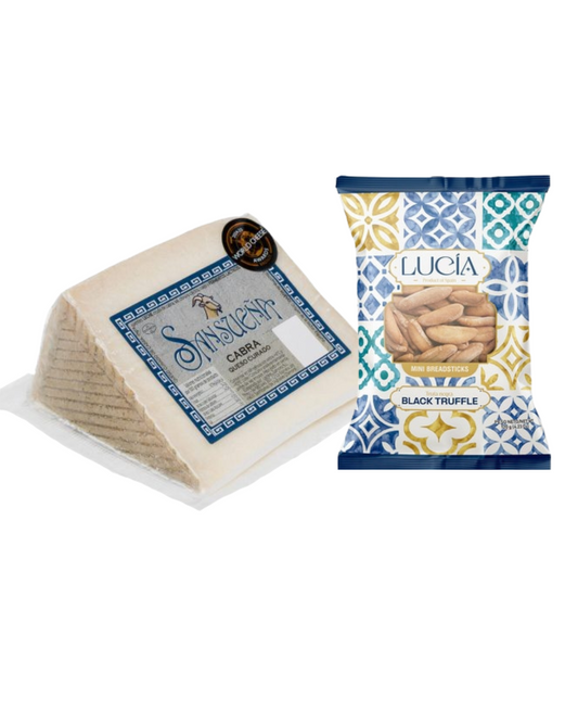 Pack Oferta – Queso Sansueña de Cabra 330g + Picos de Pan Trufados Lucía.