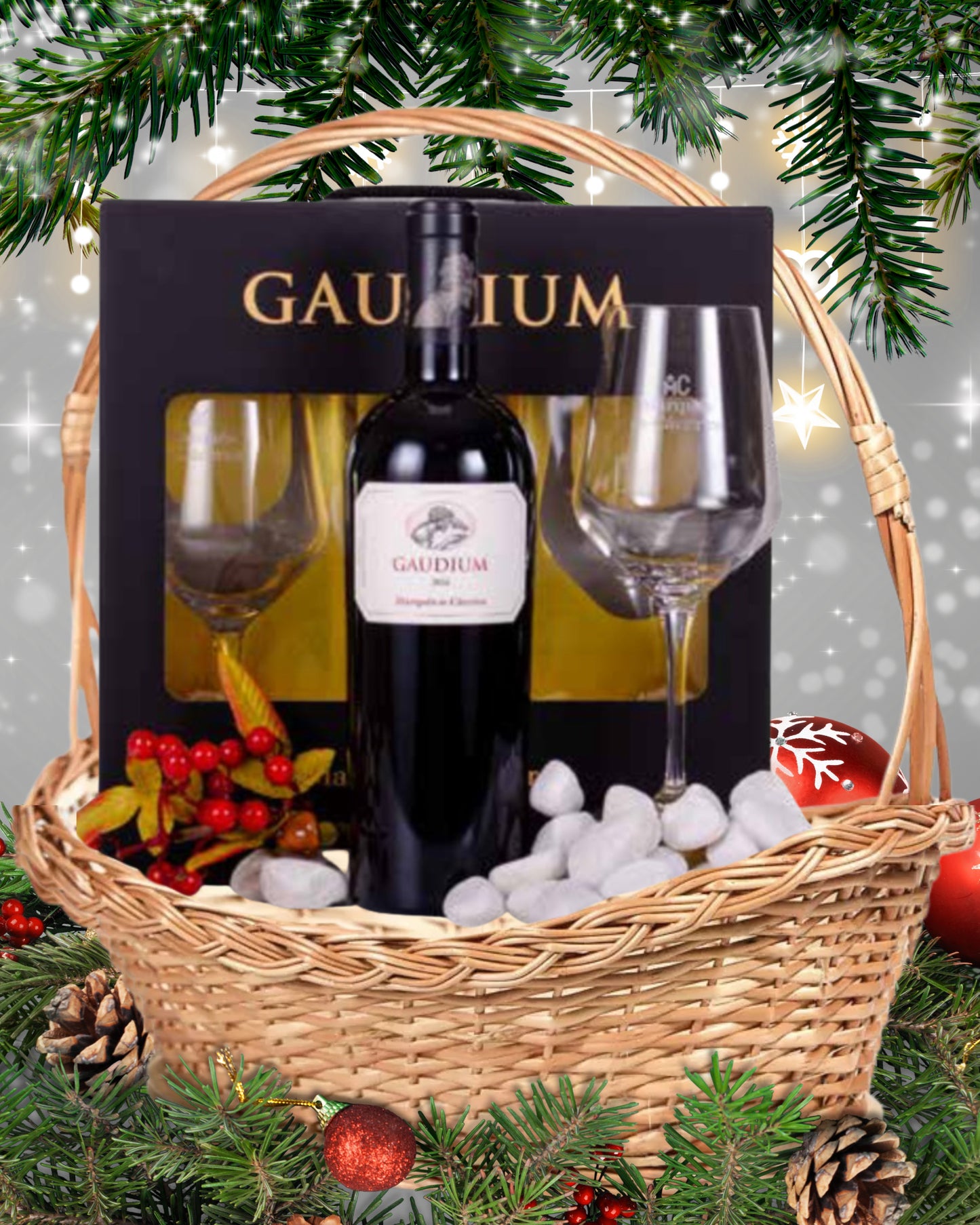 LOTE 58 – Gaudium Reserva (1 Botella + 2 Copas en estuche)