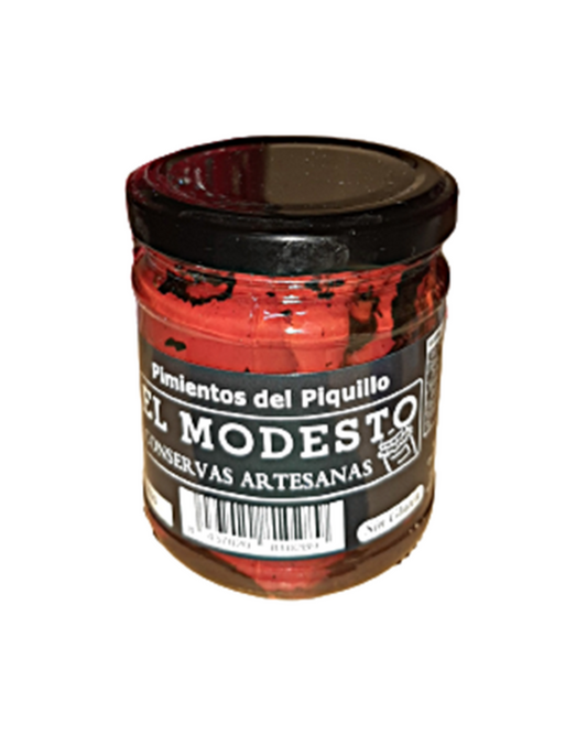 Pimientos del Piquillo Modesto – Asados, pelados a mano y con sabor auténtico.